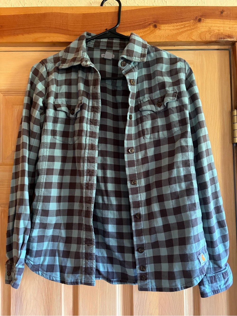 Carhartt Blue and Black Plaid Button-Down Shirt